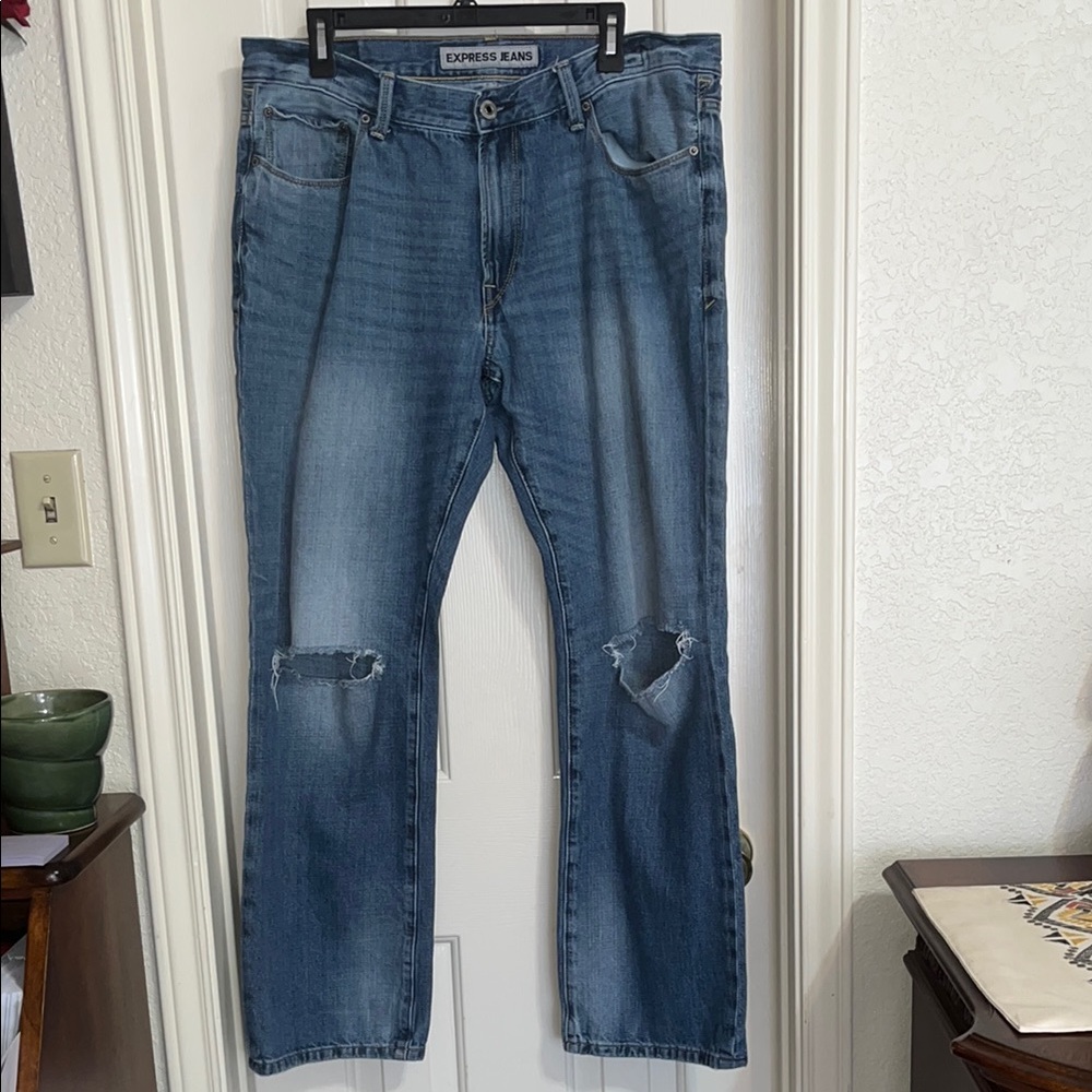 Express Jean • Men's Distressed Blue Jeans • Size 36 x 32